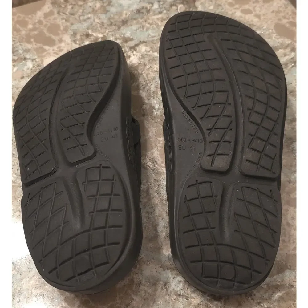 OOFOS OOriginal Unisex M8 W10 Sandals Thong Black Comfort Recovery Flip Flops